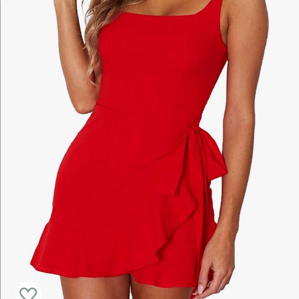 Red Ruffle Wrap Dress